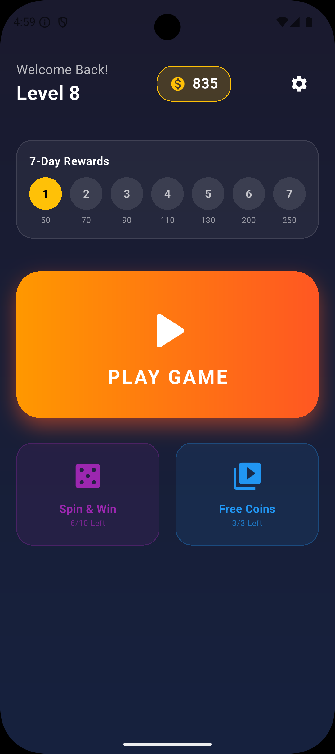 Game Home Screen